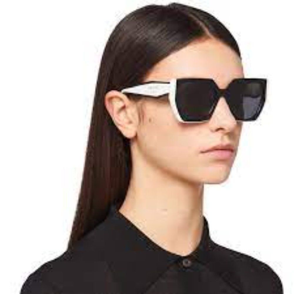 NEW Prada  PR15WS 09Q5S0 Black White Dark Gray Square Women Sunglasses - Picture 4 of 13
